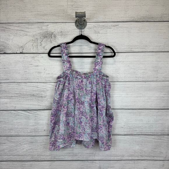 moodie Tops - Moodie Women's Purple Floral Spring Tiered Sleeveless Tank Size Medium